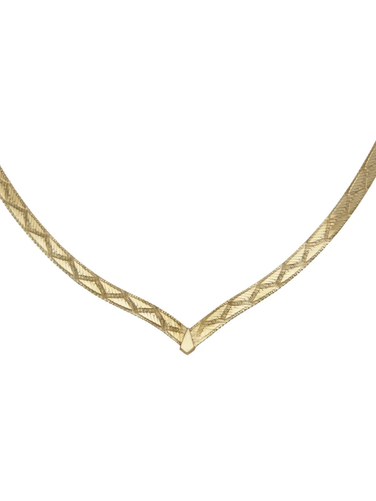 William May 9ct Yellow Gold 16" Herringbone Wishbone Necklet