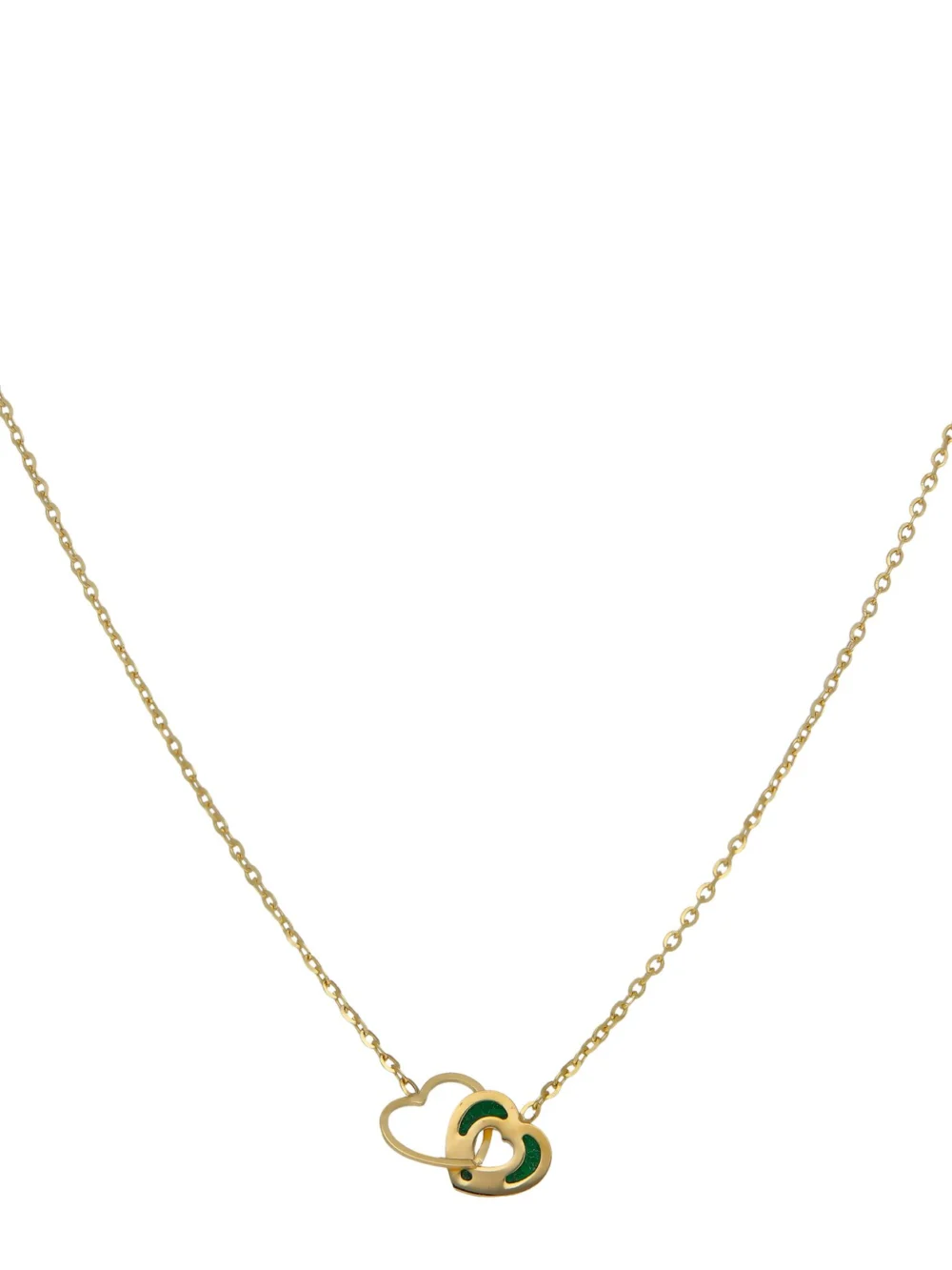 William May 9ct Yellow Gold 16" Malachite Entwined Hearts Necklace