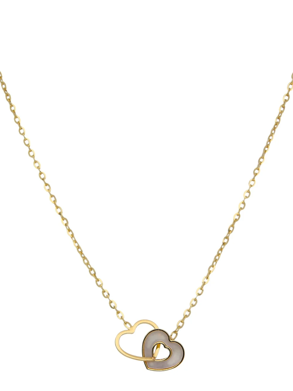 William May 9ct Yellow Gold 16" Mother of Pearl Entwined Hearts Necklace