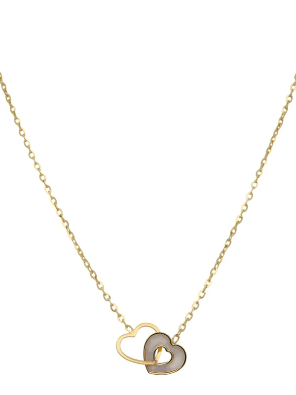 William May 9ct Yellow Gold 16" Mother of Pearl Entwined Hearts Necklace