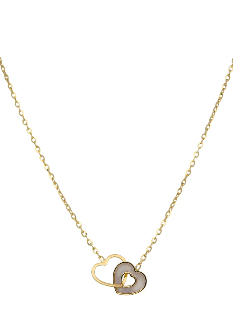 William May 9ct Yellow Gold 16" Mother of Pearl Entwined Hearts Necklace
