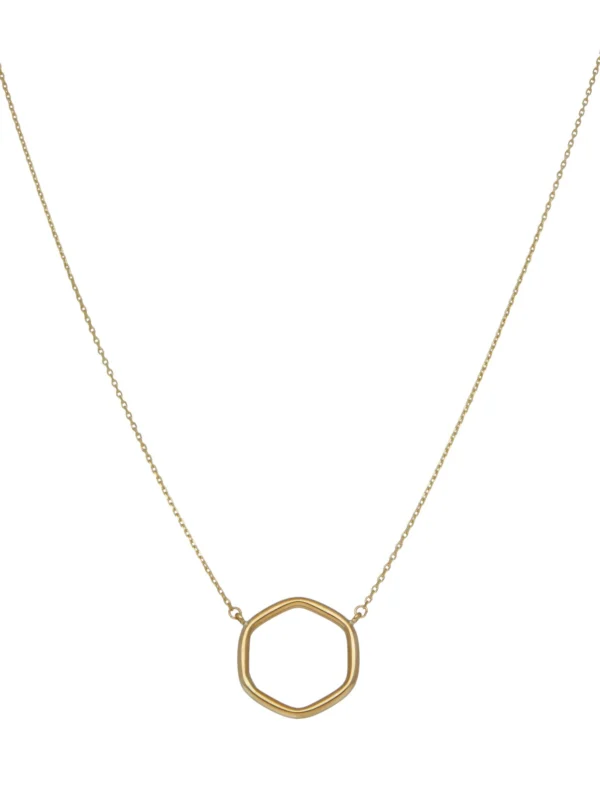 William May 9ct Yellow Gold 16" Open Hexagon Necklace