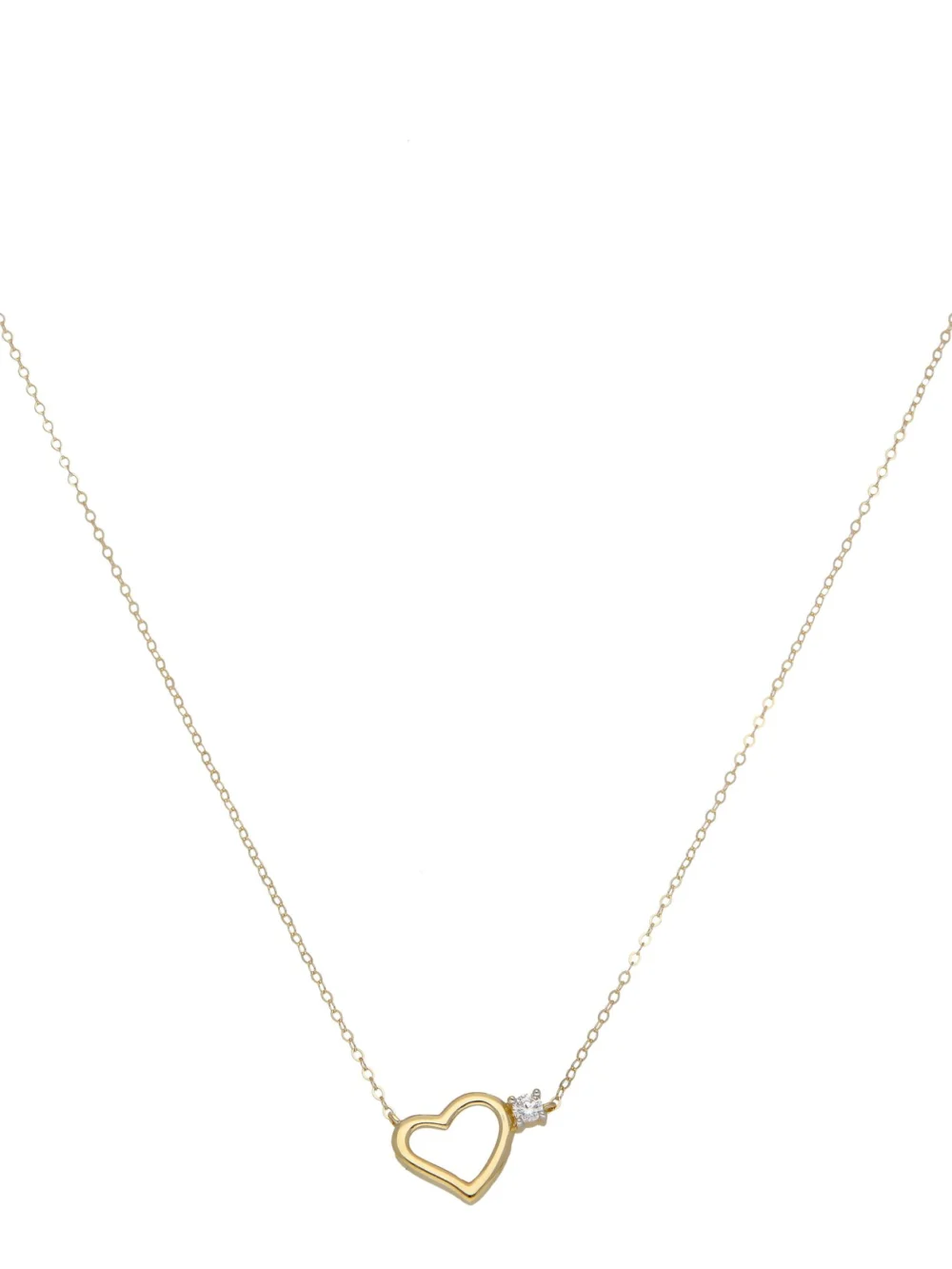 William May 9ct Yellow Gold 18" Cubic Zirconia Heart Necklace