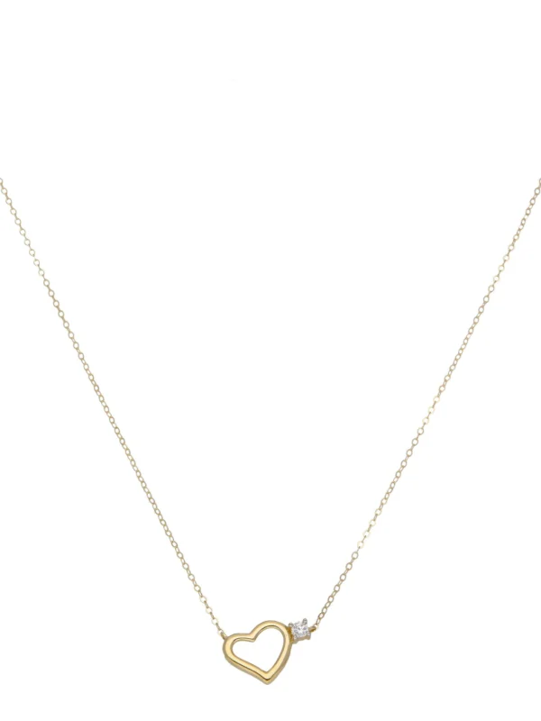 William May 9ct Yellow Gold 18" Cubic Zirconia Heart Necklace