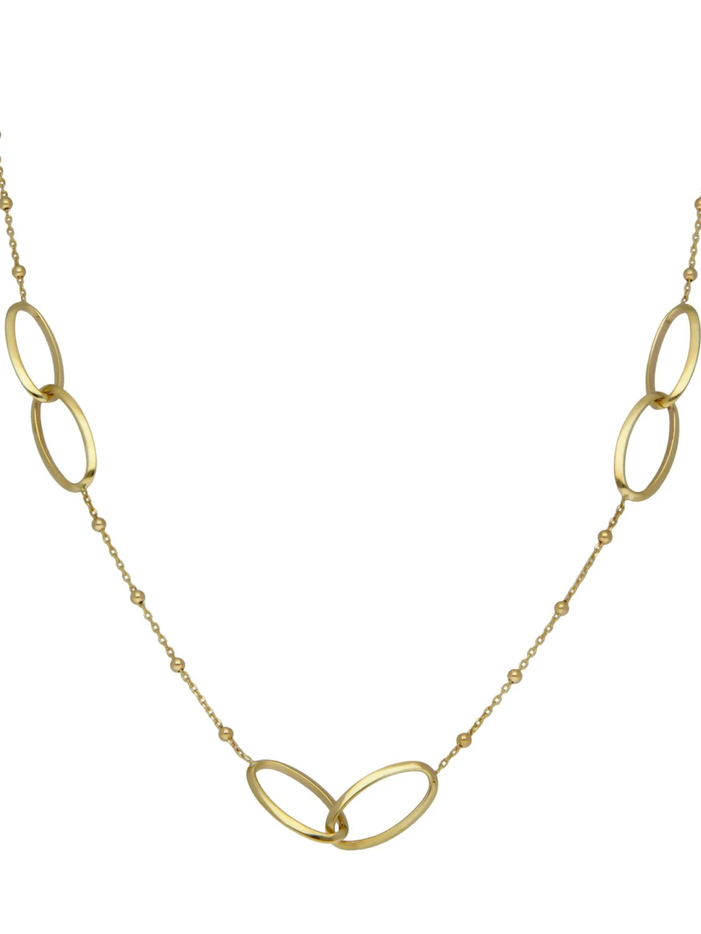 William May 9ct Yellow Gold 18" Entwined Oval Linked Beaded Necklace
