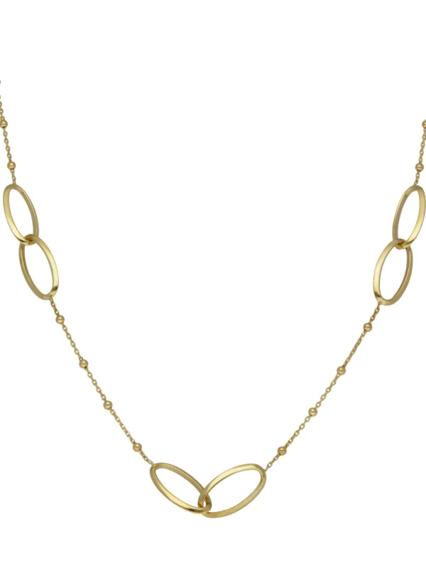William May 9ct Yellow Gold 18" Entwined Oval Linked Beaded Necklace