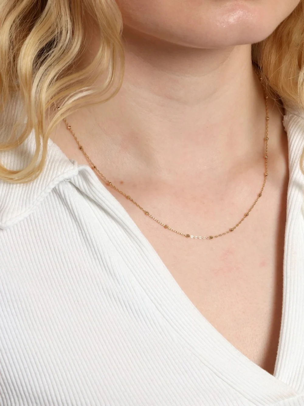 William May 9ct Yellow Gold 18 Inch Bobble Station Satellite Necklace, view 2