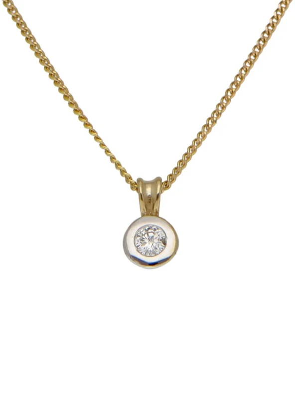 William May 9ct Yellow Gold 18 Inch Diamond Pendant & Chain