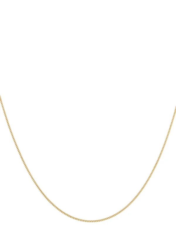 William May 9ct Yellow Gold 18" Slim Diamond-Cut Curb Chain Necklace
