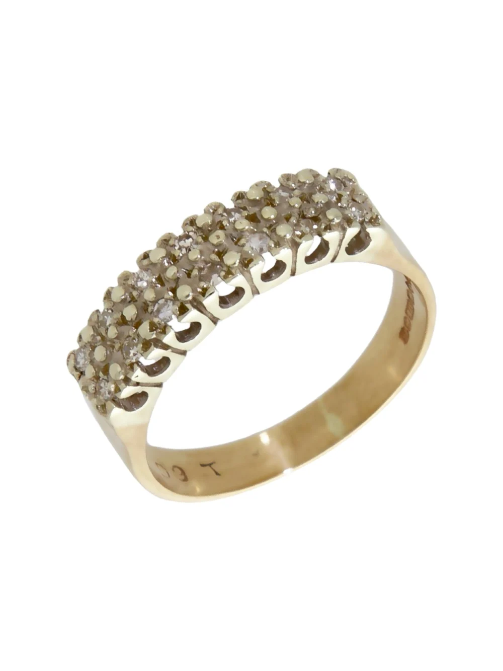 William May 9ct Yellow Gold 2 Row Diamond Half Eternity Ring