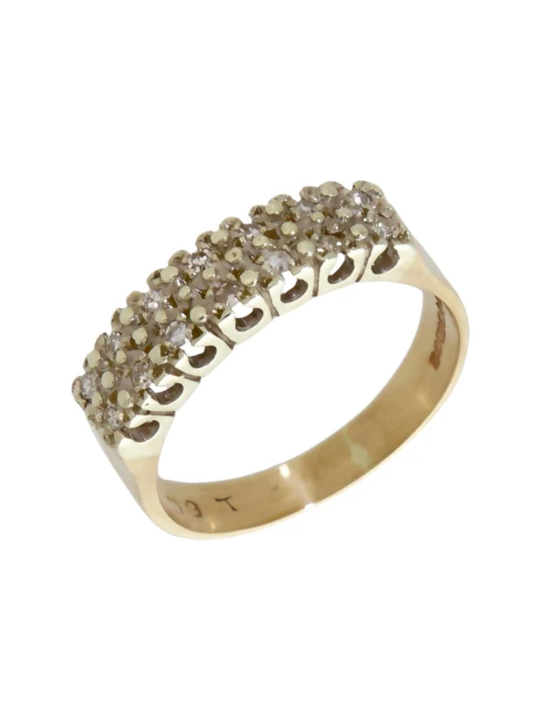 William May 9ct Yellow Gold 2 Row Diamond Half Eternity Ring