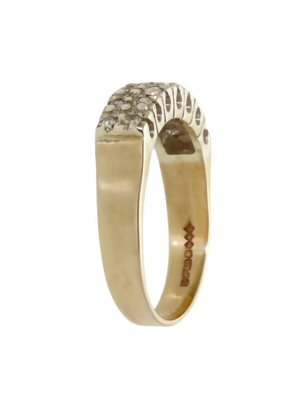 William May 9ct Yellow Gold 2 Row Diamond Half Eternity Ring, view 2