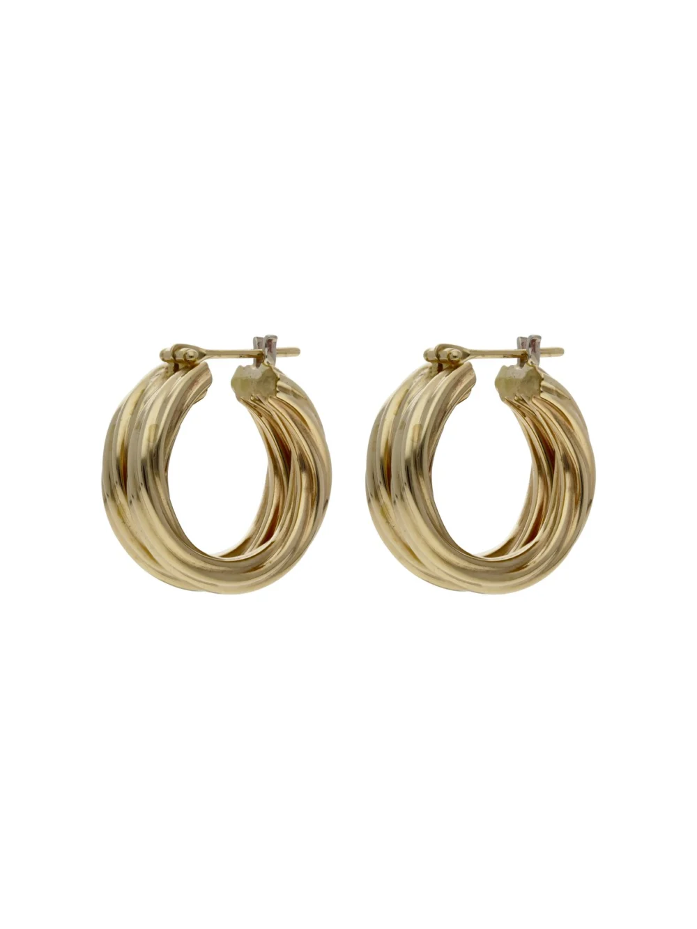 William May 9ct Yellow Gold 2 Row Twist Hoop Creole Earrings