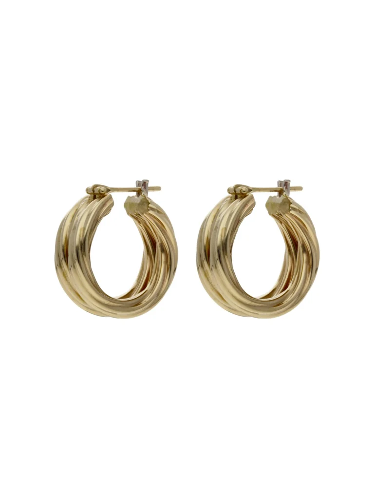 William May 9ct Yellow Gold 2 Row Twist Hoop Creole Earrings