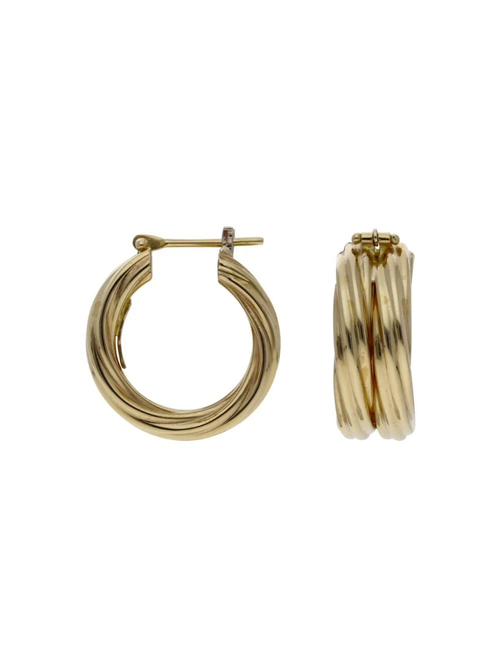 William May 9ct Yellow Gold 2 Row Twist Hoop Creole Earrings, view 2