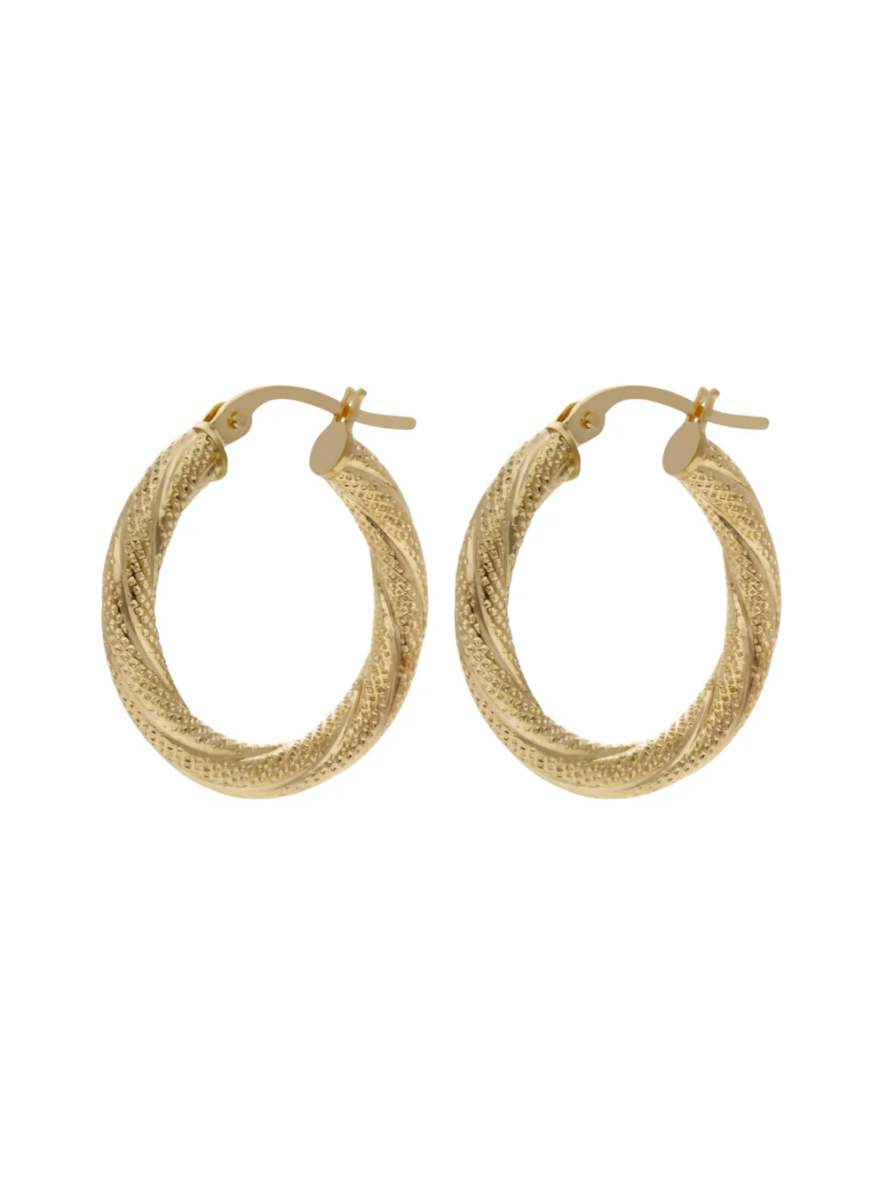 William May 9ct Yellow Gold 20mm Textured Twist Hoop Creole Earrings