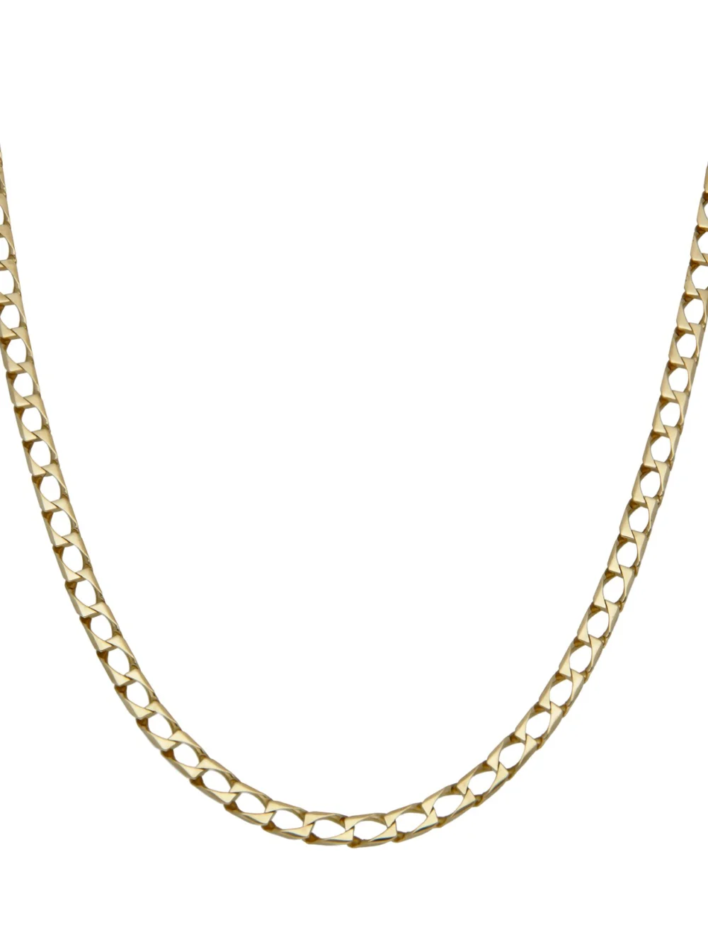 William May 9ct Yellow Gold 21.5" Square Curb Chain Necklace