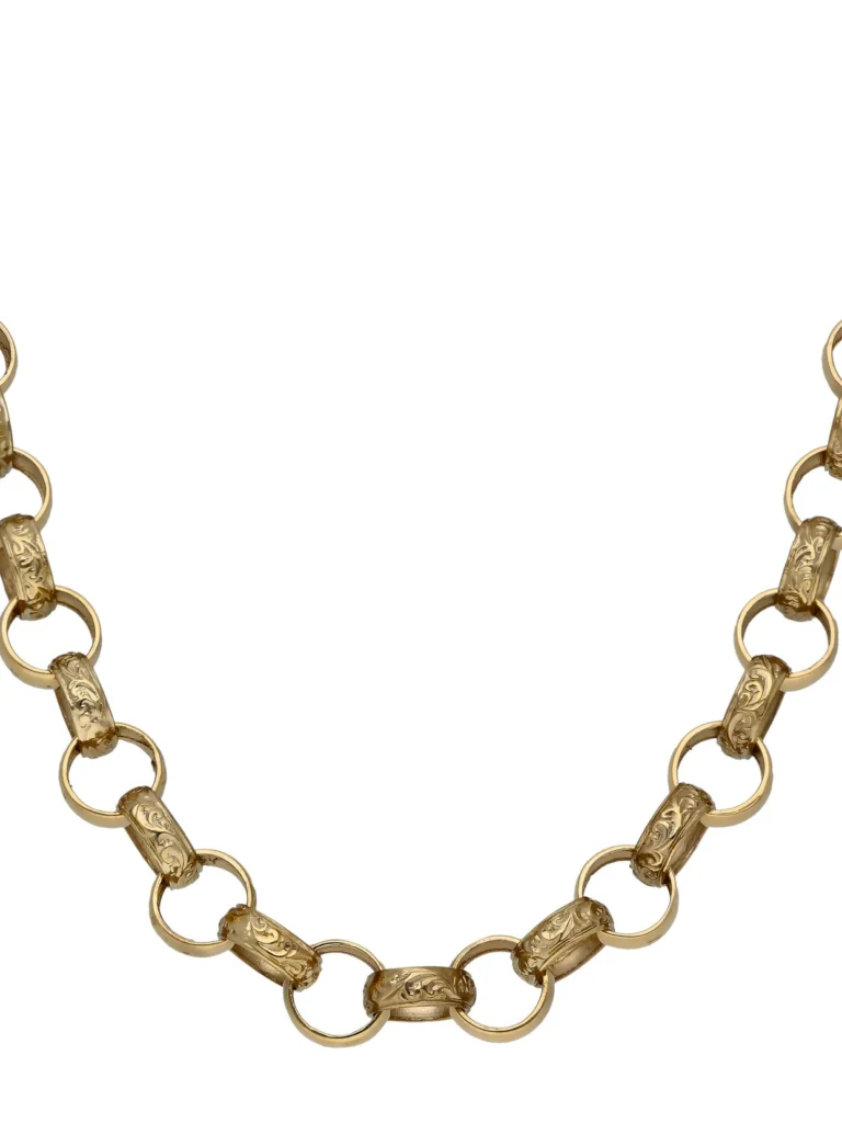 William May 9ct Yellow Gold 25" Pattern & Polish Belcher Necklace 2.1Oz