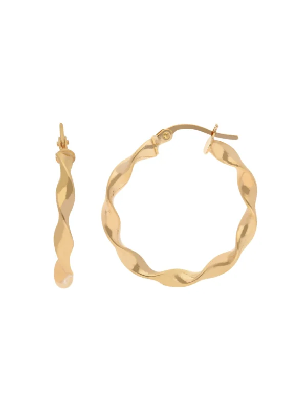 William May 9ct Yellow Gold 25mm Candy Twist Hoop Earrings