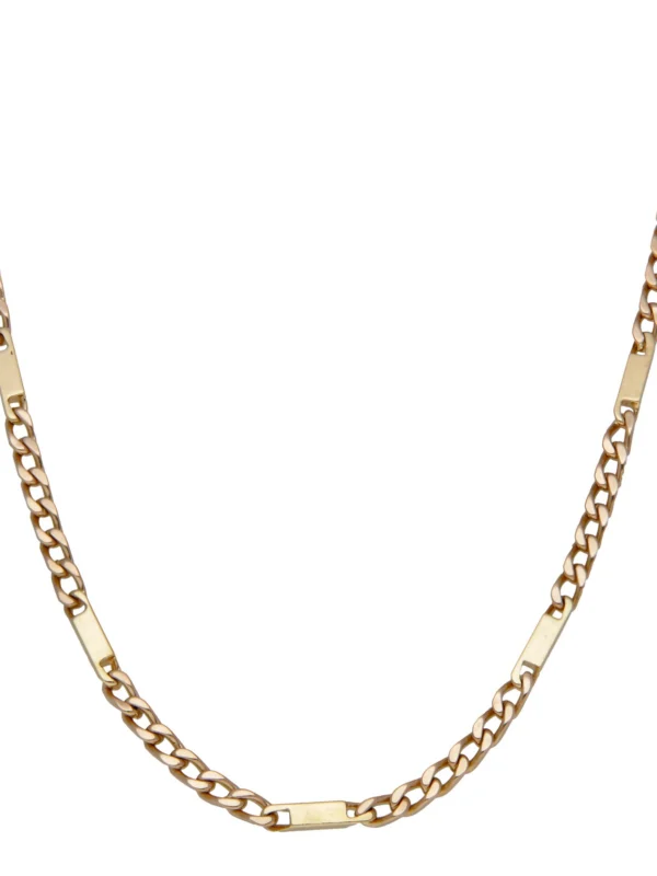 William May 9ct Yellow Gold 28" Curb & Bar Link Chain Necklace