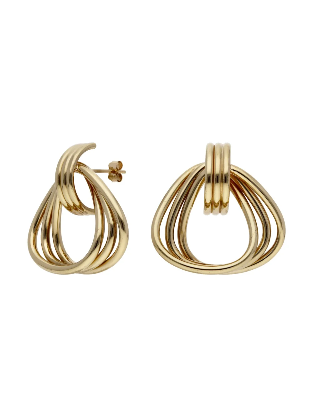 William May 9ct Yellow Gold 3 Row Triangle Knot Stud Earrings