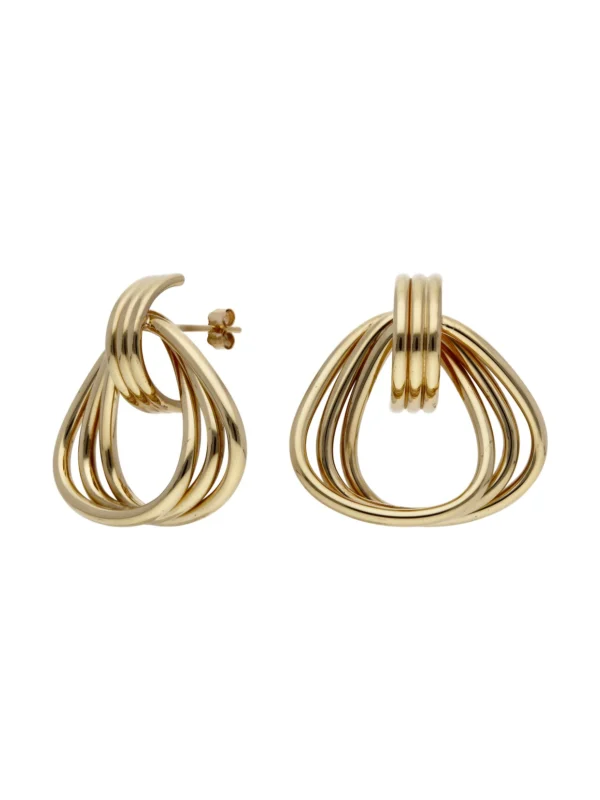 William May 9ct Yellow Gold 3 Row Triangle Knot Stud Earrings