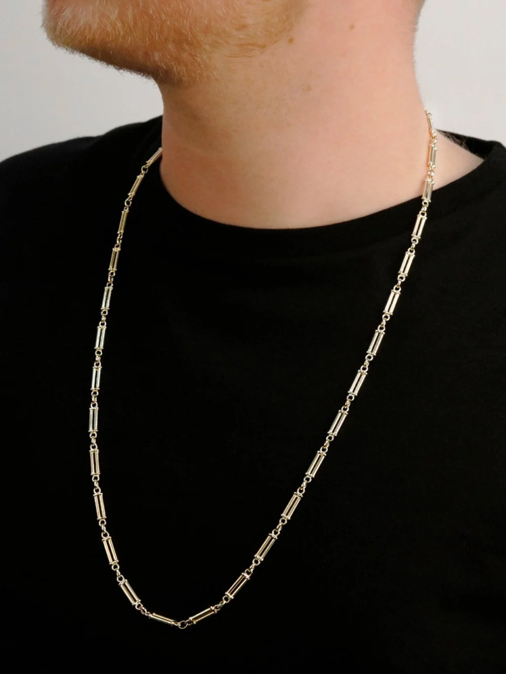 William May 9ct Yellow Gold 30" Fancy Bar Link Chain Necklace, view 2