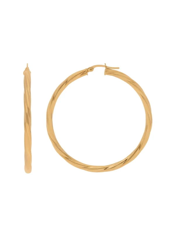 William May 9ct Yellow Gold 40mm Twisted Hoop Earrings