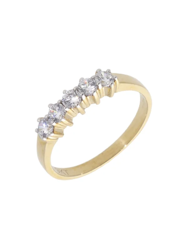 William May 9ct Yellow Gold 5 Stone Cubic Zirconia Eternity Ring