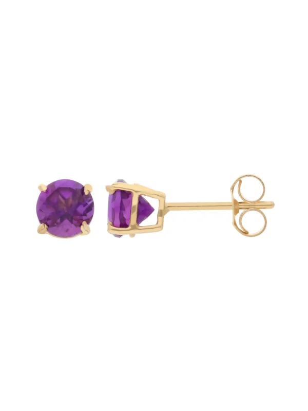 William May 9ct Yellow Gold 5mm Amethyst Stud Earrings