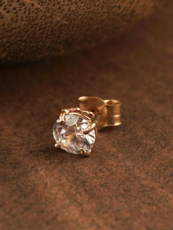 William May 9ct Yellow Gold 5mm Cubic Zirconia Gents Single Stud Earring