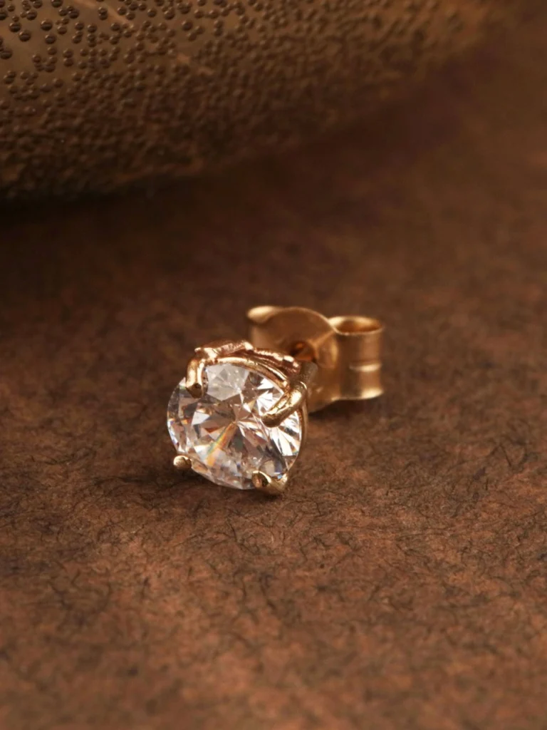 William May 9ct Yellow Gold 5mm Cubic Zirconia Gents Single Stud Earring