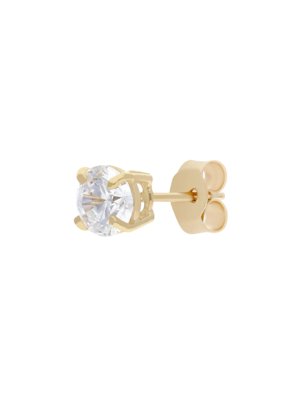 William May 9ct Yellow Gold 5mm Cubic Zirconia Gents Single Stud Earring, view 3