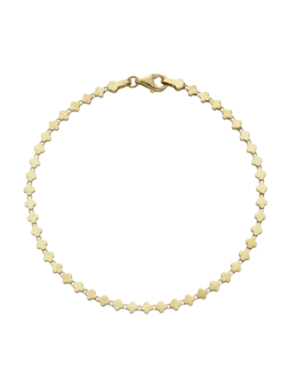 William May 9ct Yellow Gold 7" Fancy Clover Petal Link Bracelet