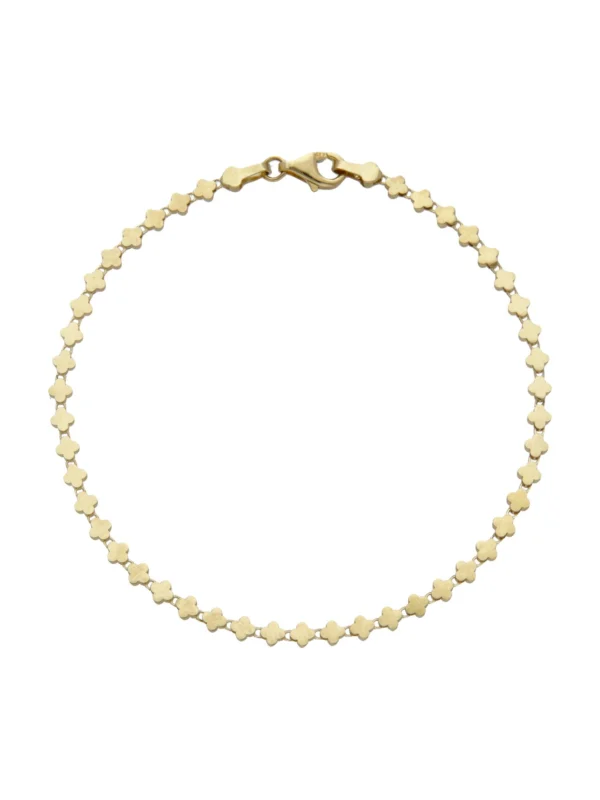 William May 9ct Yellow Gold 7" Fancy Clover Petal Link Bracelet