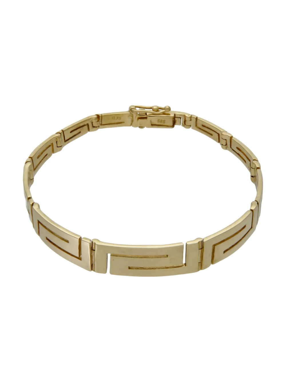 William May 9ct Yellow Gold 7" Greek Key Bar Link Bracelet