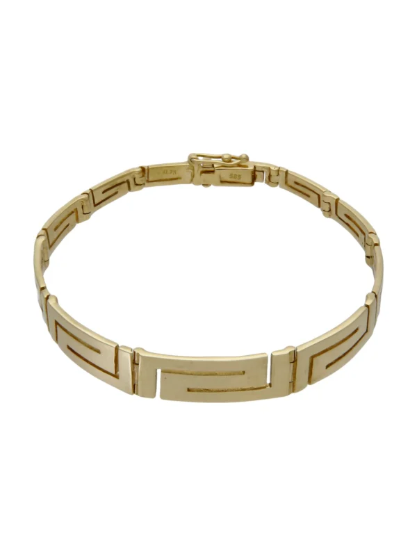 William May 9ct Yellow Gold 7" Greek Key Bar Link Bracelet