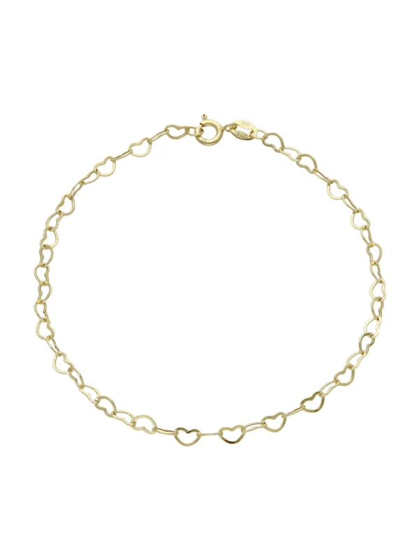 William May 9ct Yellow Gold 7" Heart Link Bracelet