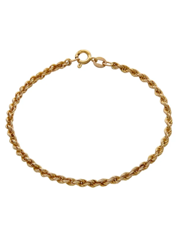 William May 9ct Yellow Gold 7" Hollow Rope Bracelet