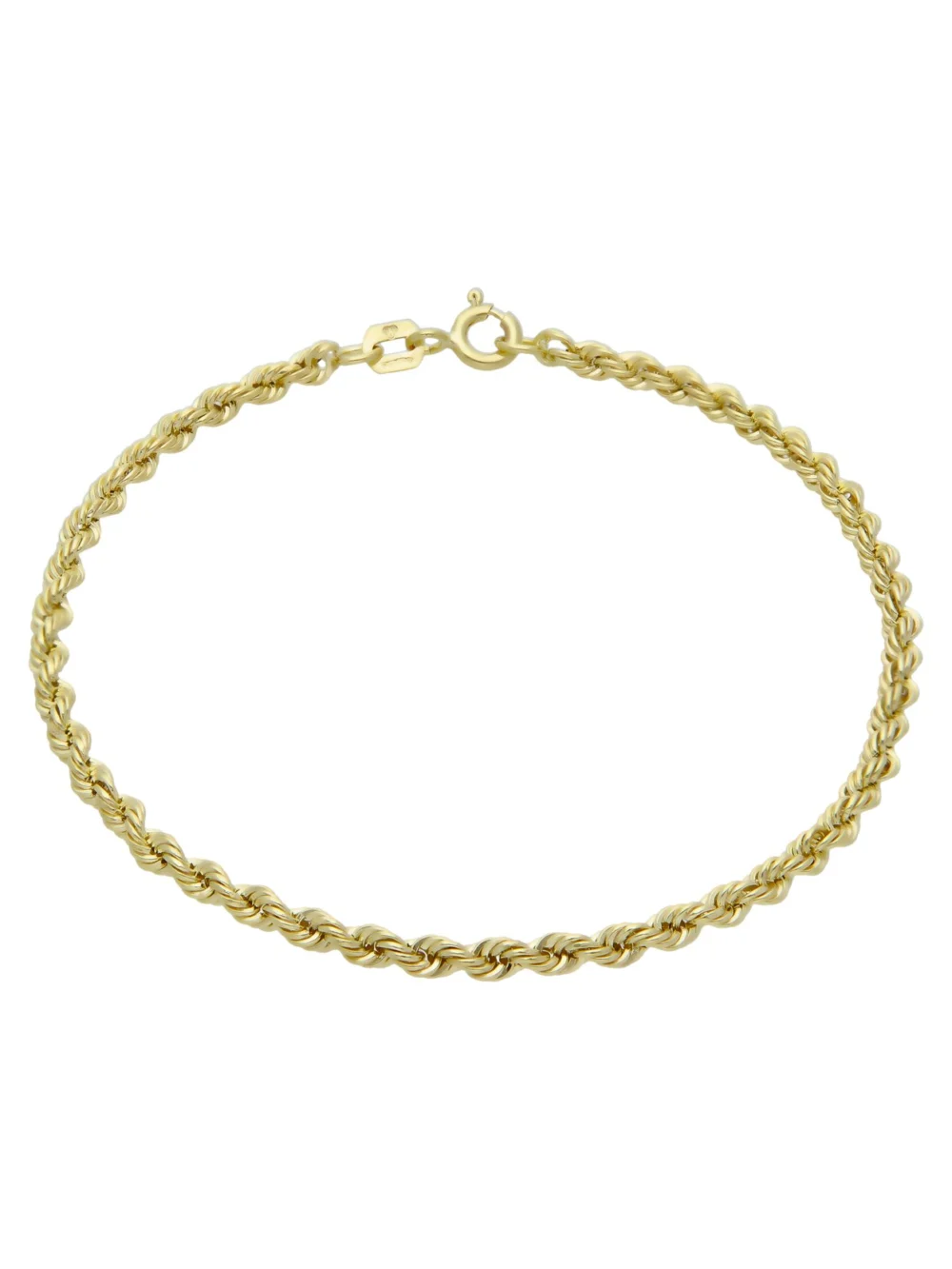 William May 9ct Yellow Gold 7 Inch Hollow Rope Twist Bracelet