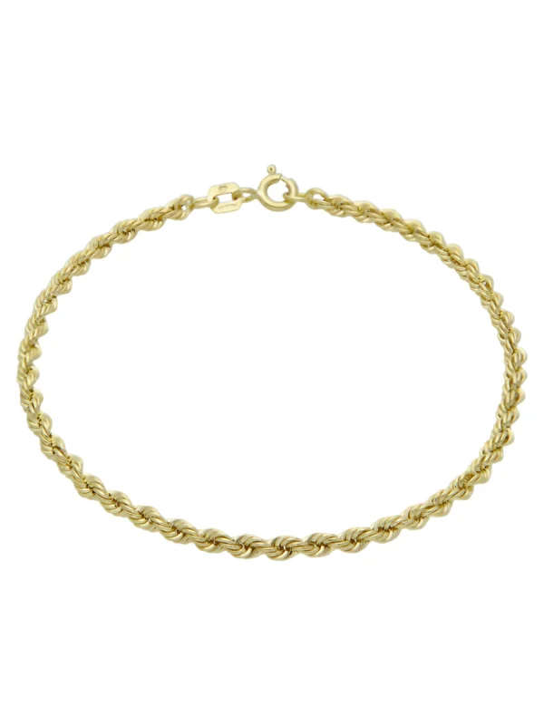 William May 9ct Yellow Gold 7 Inch Hollow Rope Twist Bracelet