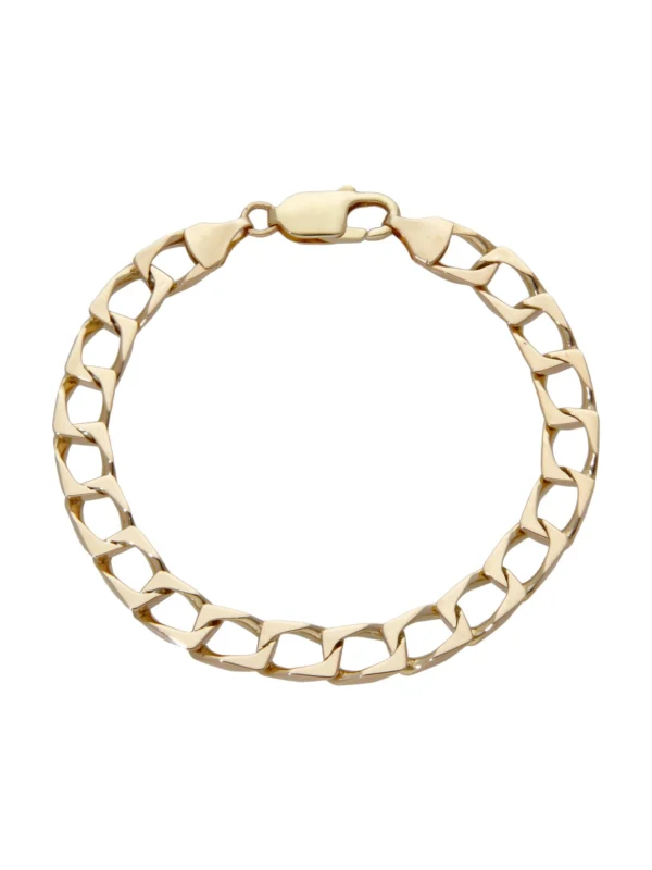 William May 9ct Yellow Gold 7" Square Curb Bracelet