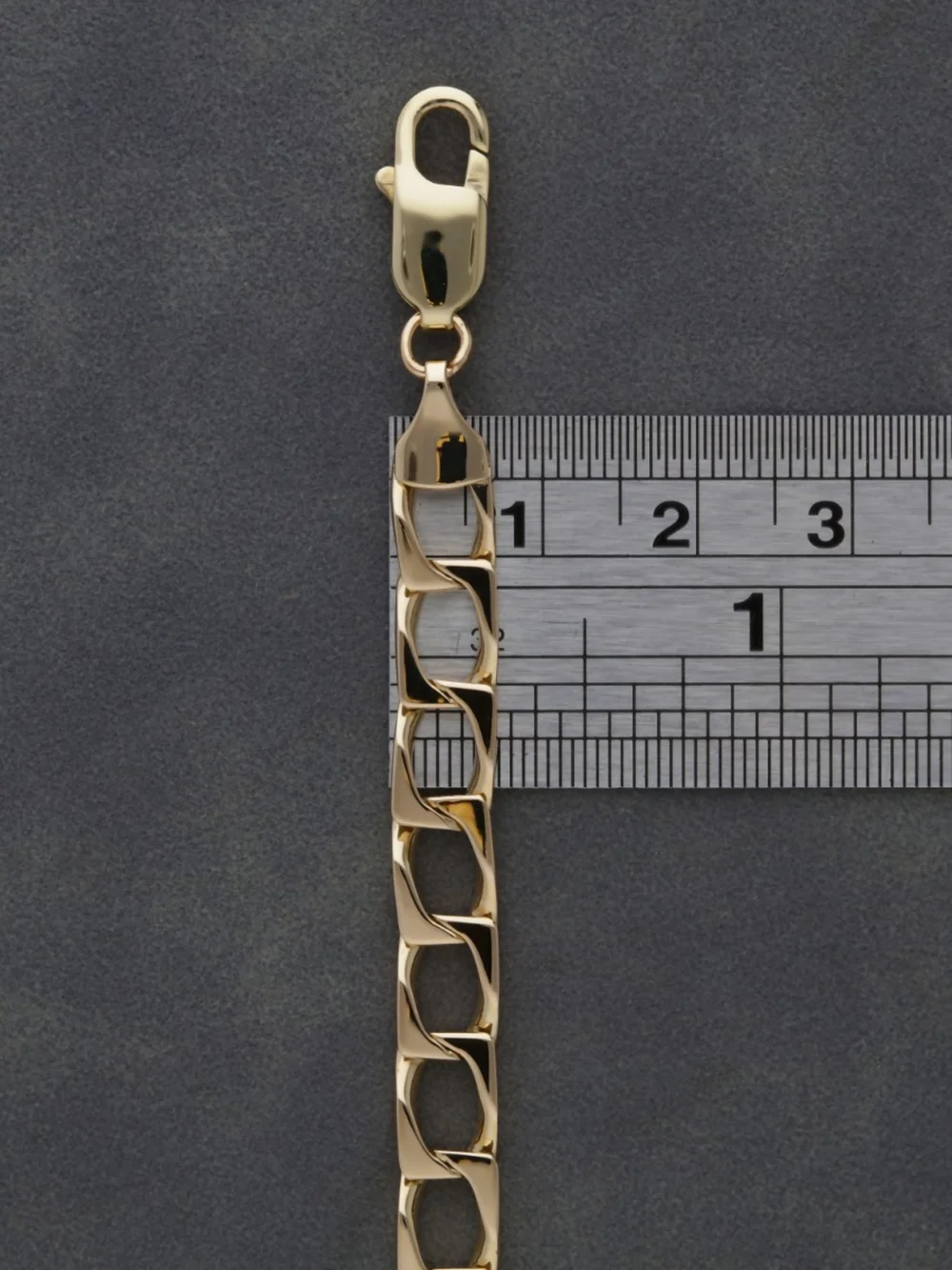 William May 9ct Yellow Gold 7" Square Curb Bracelet, view 2