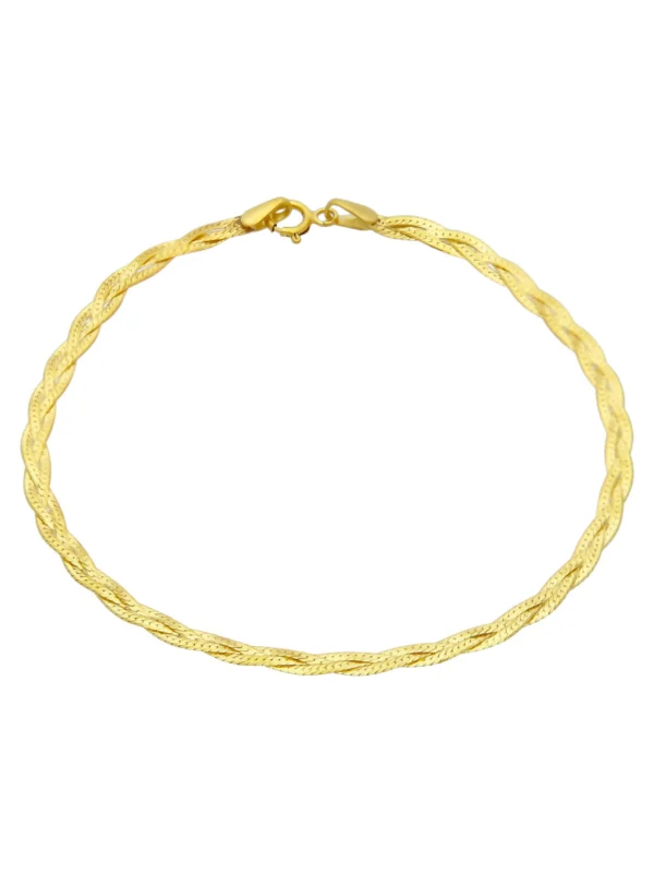 William May 9ct Yellow Gold 7" Woven Herringbone Bracelet