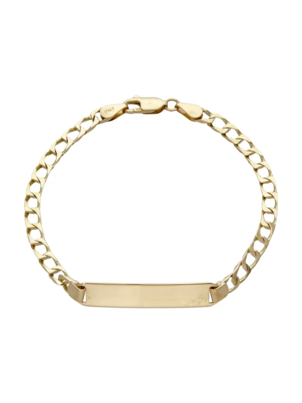 William May 9ct Yellow Gold 7.25" Curb Link Identity Bar Bracelet