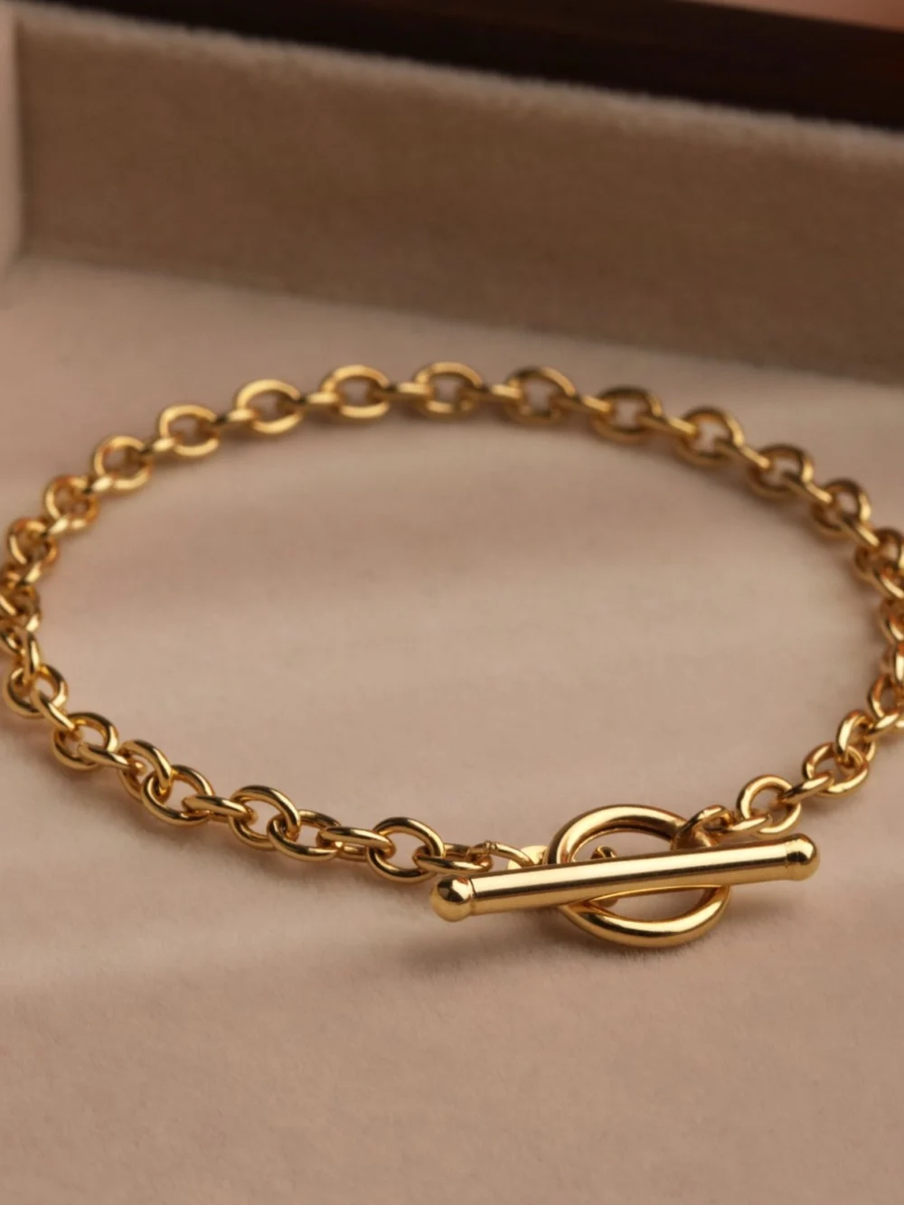 William May 9ct Yellow Gold 7.5" Belcher Link T-Bar Lariat Bracelet