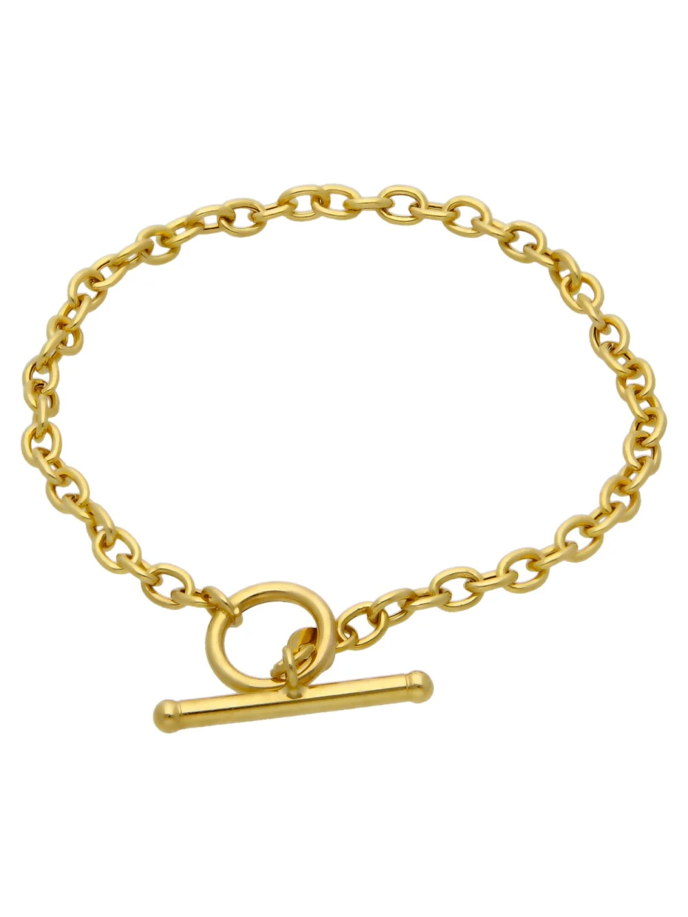 William May 9ct Yellow Gold 7.5" Belcher Link T-Bar Lariat Bracelet, view 3