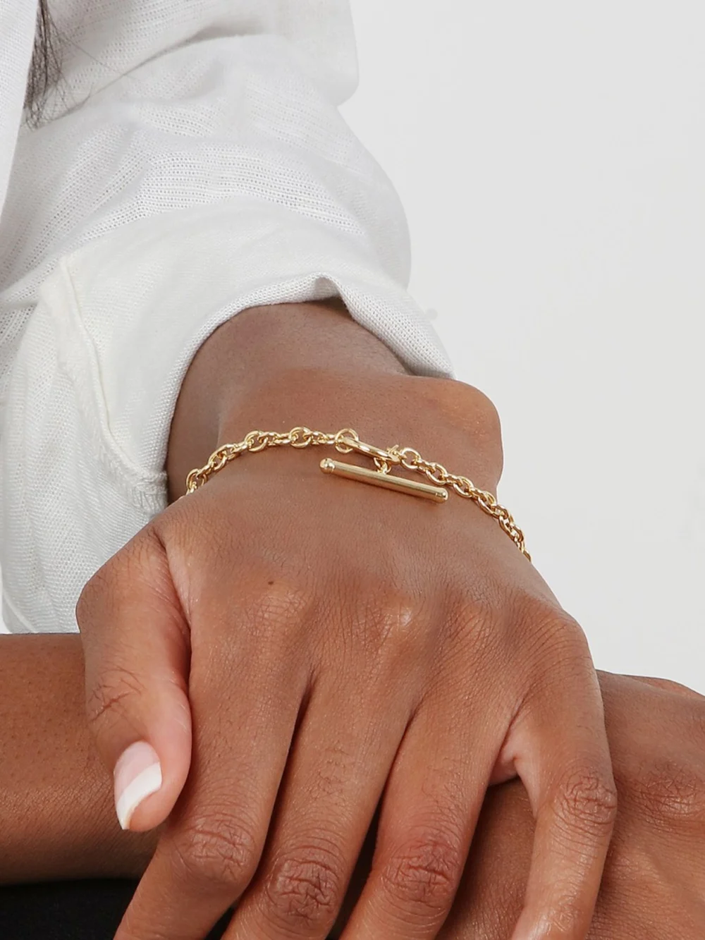 William May 9ct Yellow Gold 7.5" Belcher Link T-Bar Lariat Bracelet, view 4
