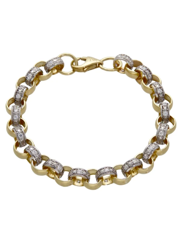 William May 9ct Yellow Gold 7.5" Cubic Zirconia Belcher Bracelet 16G