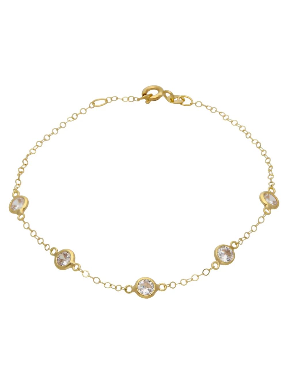 William May 9ct Yellow Gold 7.5" Cubic Zirconia Station Bracelet